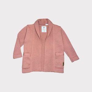 Rags To Raches Open Front Deep Pockets Pink Knit Cardigan